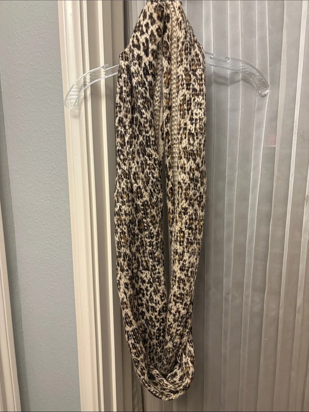 bp Leopard-Pattern Infinity Scarf in Beige and Brown